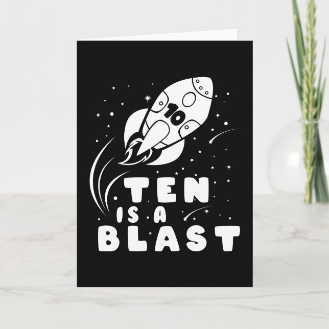TEN IS A BLAST 10th Birthday Boy Space Birthday Card (Front)