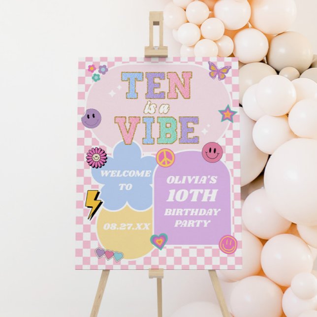 Ten Is A Vibe 10th Birthday Party Welcome Sign (Creator Uploaded)