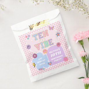 Ten Is A Vibe Preppy Patch 10th Birthday Party Favor Bag