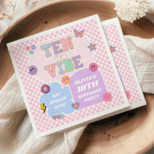 Ten Is A Vibe Preppy Patch 10th Birthday Party Napkins