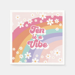 Ten is a Vibe Retro Rainbow 10th Birthday Napkins