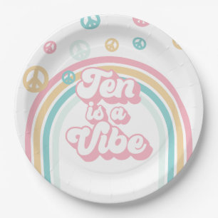 Ten is a Vibe Retro Summer Rainbow Paper Plates