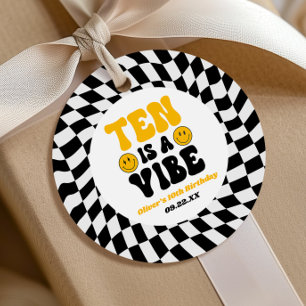 Ten Is A Vibe Retro Tenth 10th Birthday Party Favor Tags