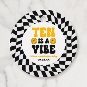 Ten Is A Vibe Retro Tenth 10th Birthday Party Favor Tags