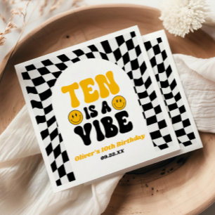 Ten Is A Vibe Retro Tenth 10th Birthday Party Napkins