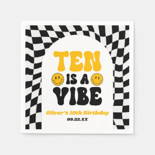 Ten Is A Vibe Retro Tenth 10th Birthday Party Napkins