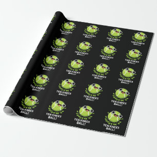 Ten Knees Ball Funny Tennis Pun Dark BG Wrapping Paper