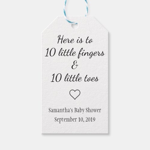 Ten Little Fingers Ten Little Toes Baby Shower Gift Tags