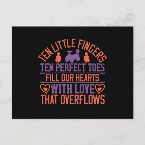 Ten Little Fingers Ten Perfect Toes Fill Our Heart Announcement Postcard