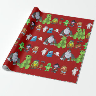 Ten Little Monsters Wrapping Paper(Red) Wrapping Paper