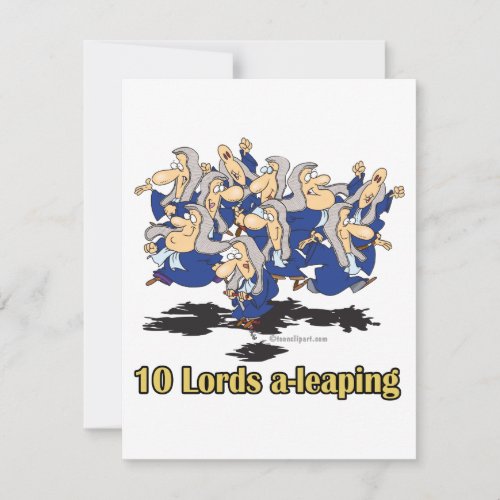 ten lords a_leaping 10th tenth day of christmas holiday card