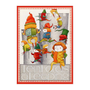 TEN LORDS A LEAPING 10x14 Acrylic Wall Art - Red