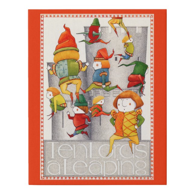 TEN LORDS A LEAPING 11x14 Wrapped Canvas Print Red (Front)