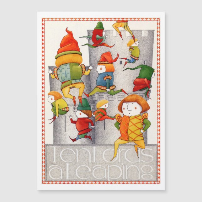 TEN LORDS A LEAPING 5x7 Magnetic Card (Front)