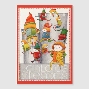 TEN LORDS A LEAPING 5x7 Magnetic Card - Red