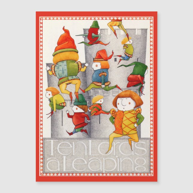 TEN LORDS A LEAPING 5x7 Magnetic Card - Red (Front)
