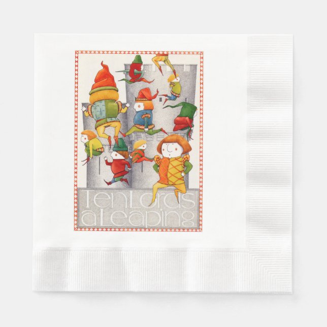 TEN LORDS A LEAPING Coined Lunch Paper Napkins (Front)