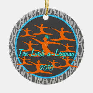 Ten Lords a-Leaping - Custom year Ceramic Ornament