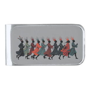 Ten Lords A Leaping Cut-Out Strencil-Style 1 Silver Finish Money Clip