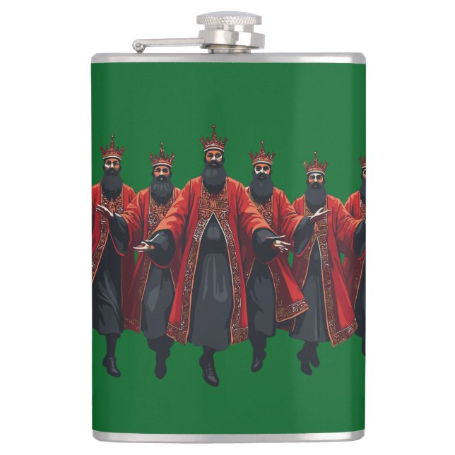 Ten Lords A Leaping Cut-Out Strencil-Style 6 Flask (Front)