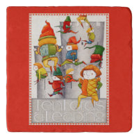 TEN LORDS A LEAPING Marble Trivet - Red