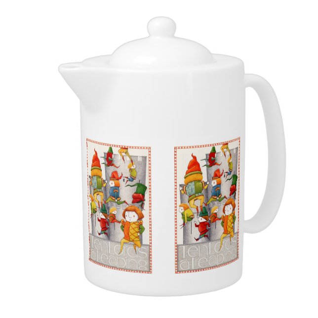 TEN LORDS A LEAPING Porcelain Teapot (Right)