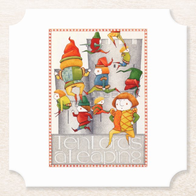 TEN LORDS A LEAPING Ticket Paper Coasters (Front)