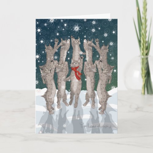 Ten Lynx a_Leaping Holiday Card