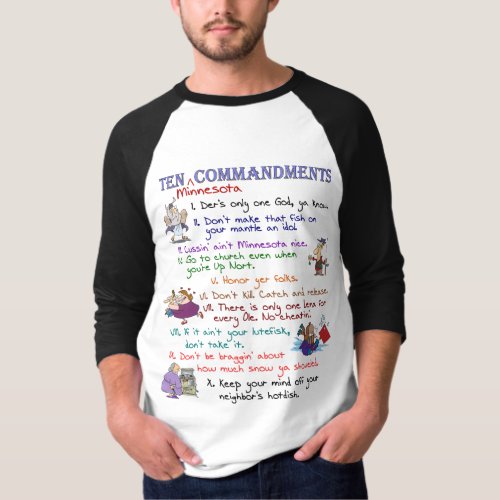 Ten Minnesota Commandments 34 Sleeve Raglan Shirt