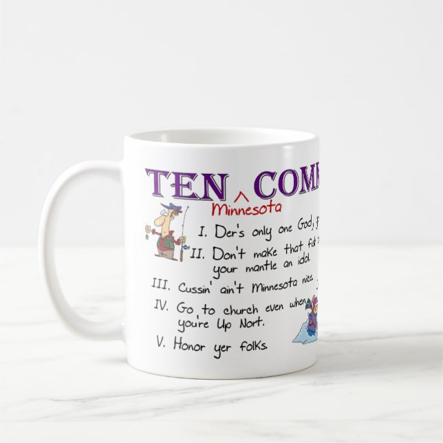 Ten Minnesota Commandments Coffee Mug (Left)