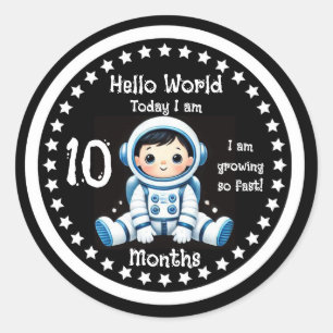 Ten months baby milestone Astronaut Classic Round Sticker