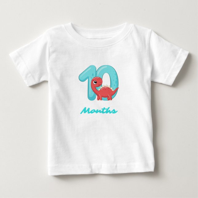 Ten Months cute dinosaur Baby T-Shirt (Front)