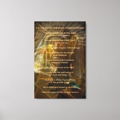 Ten Native American Commandments Canvas Print