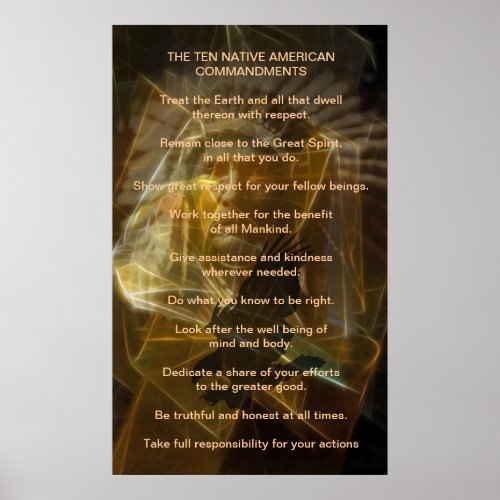 Ten Native American Commandments Poster