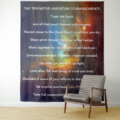 Ten Native American Indian Commandments Tapestry