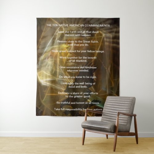 Ten Native American Indian Commandments Tapestry