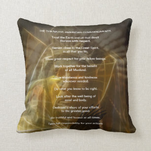 Ten Native American Indian Commandments Throw Pillow