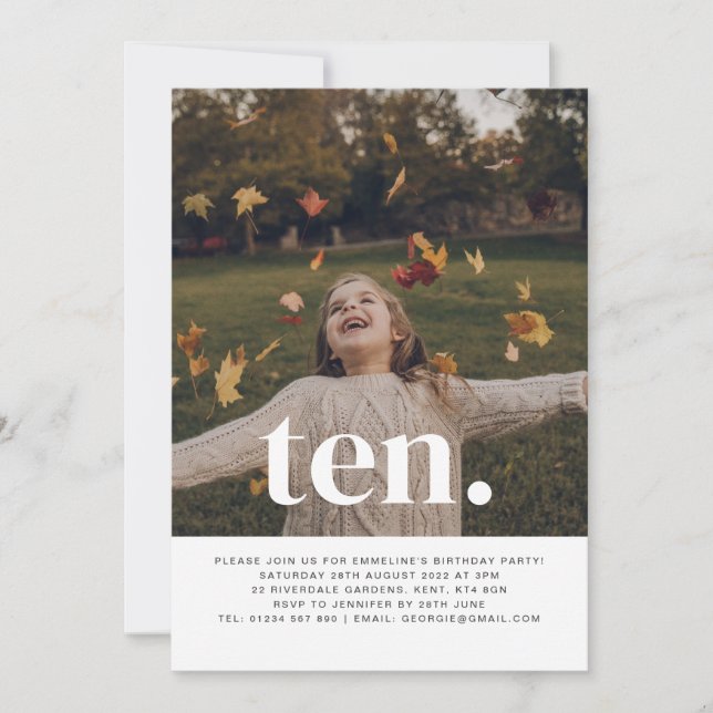 Ten Photo Birthday Invitation  (Front)
