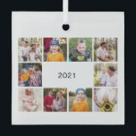 Ten Photo Collage Generic Year In Review Christmas Glass Ornament<br><div class="desc">Ten Photo Collage Year in Review Christmas Glass Ornament.</div>