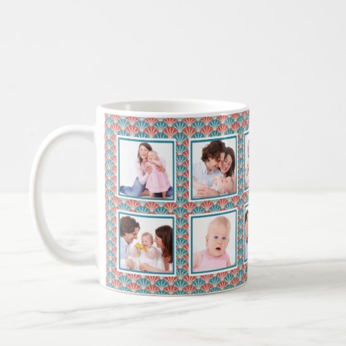 Ten Photo Collage with Decorative Fan Pattern Coffee Mug