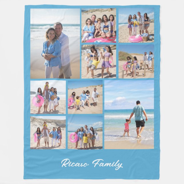 Ten Photo Template Personalized By You Fleece Blanket (Front)