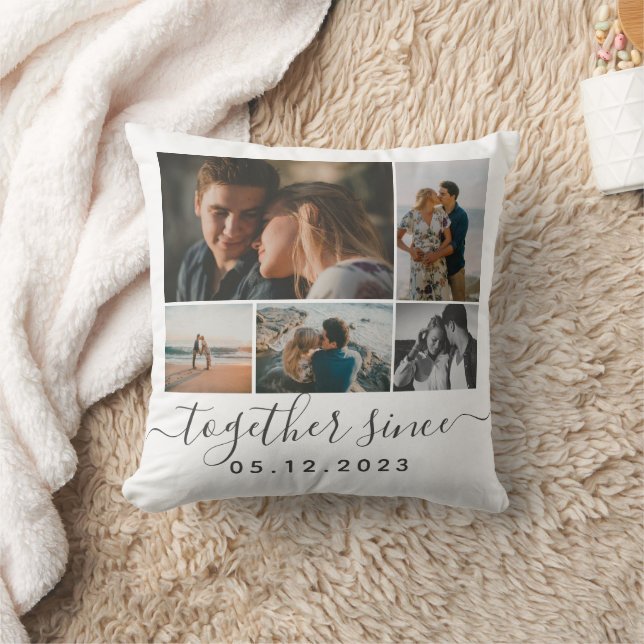Ten Photos Collage Together Since Romantic  Throw Pillow (Blanket)