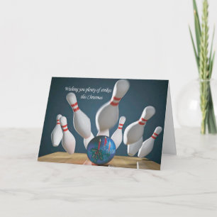 Ten-pin boliches Christmas card with verse