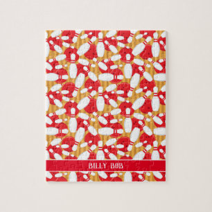 Ten Pin Bowling Alley Balls and Pins Strike Jigsaw Puzzle