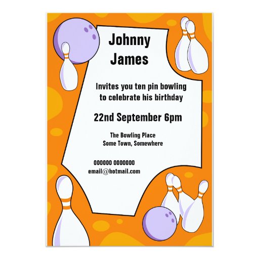 Ten Pin Bowling Party Invitations 8