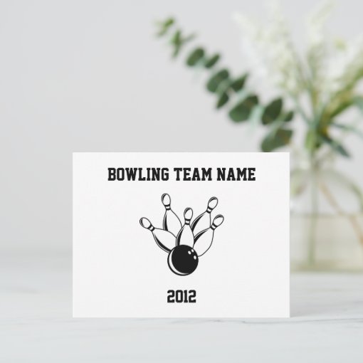 Ten Pin Bowling, Bowling Team Name, 2012 Postcard Zazzle