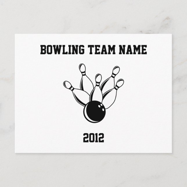 Ten Pin Bowling, Bowling Team Name, 2012 Postcard (Front)
