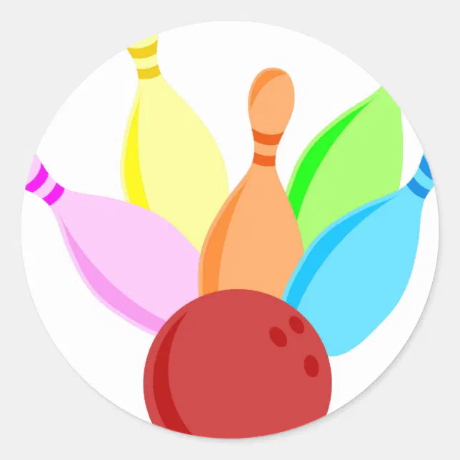 Ten Pin Bowling Classic Round Sticker | Zazzle