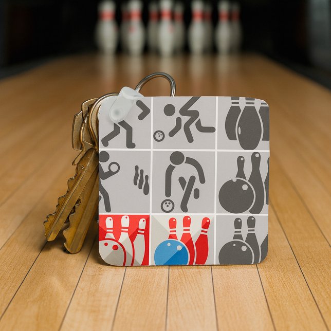 Ten Pin Bowling Icons Sport Keychain (Creator Uploaded)