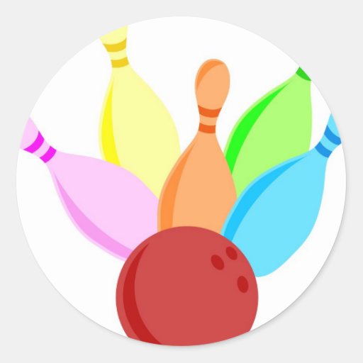 Ten Pin Bowling Classic Round Sticker | Zazzle